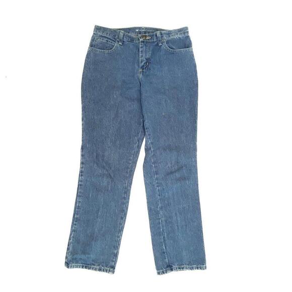 Lee Relaxed Fit Straight Leg Women's size 6P Medium Wash Blue Denim Jeans - Picture 1 of 4